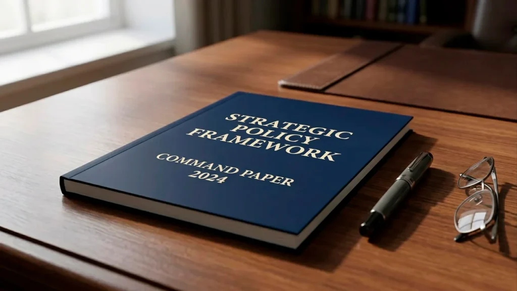 Editorial image of a government policy document representing the 2023 gambling reform White Paper