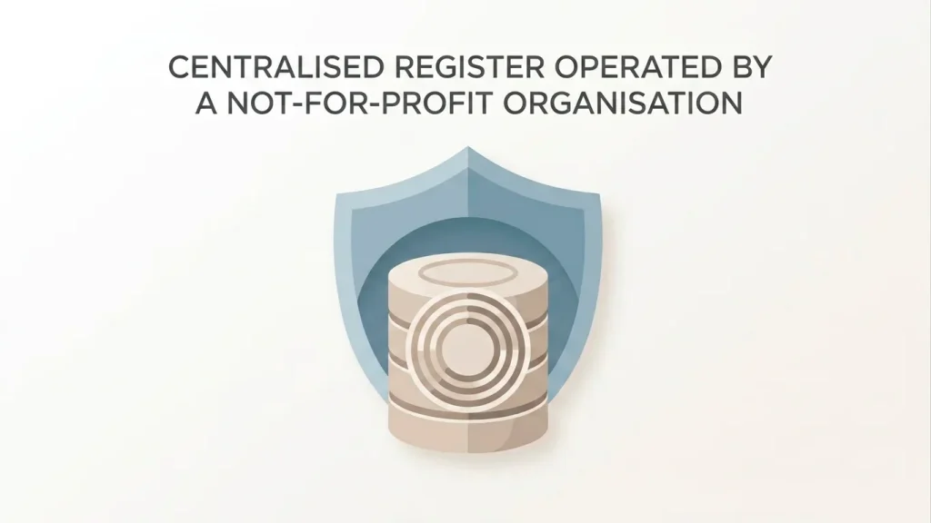 Stylised representation of a not-for-profit organisation managing a centralised self-exclusion register