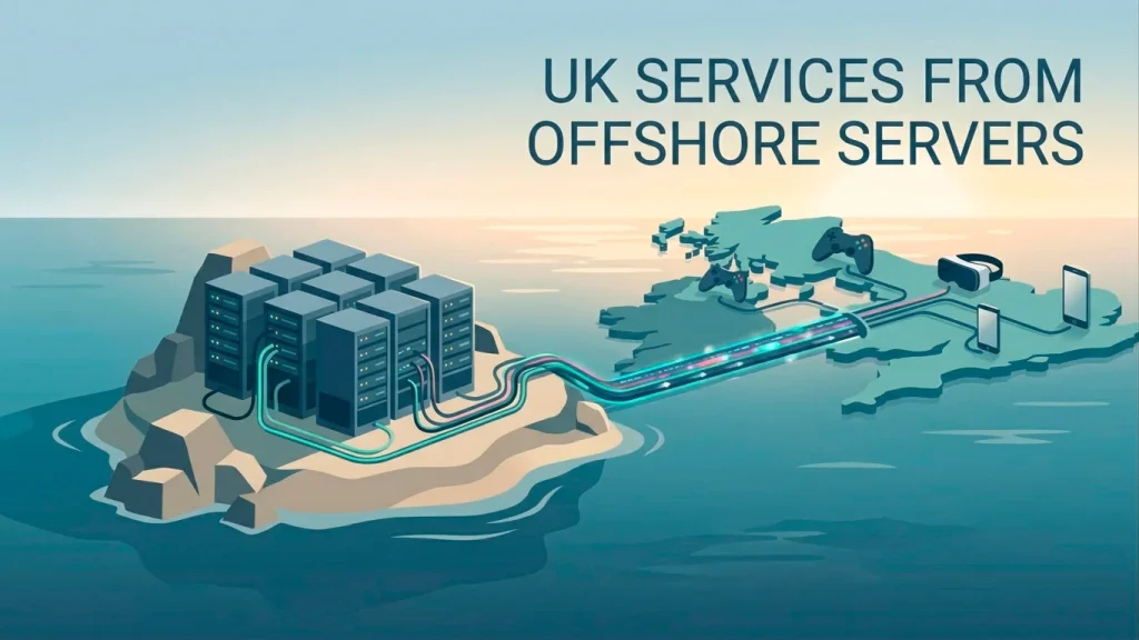 Illustration of gambling servers located overseas serving UK players outside the original licensing requirement